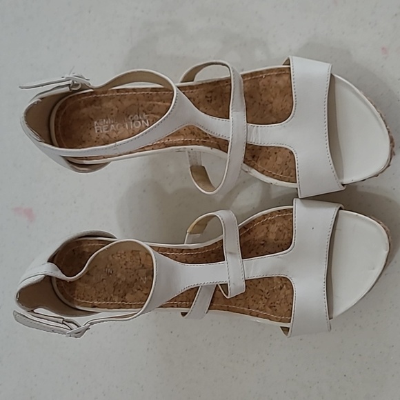 Kenneth Cole Reaction white wedge espadrilles sandals size 10 - Picture 4 of 14